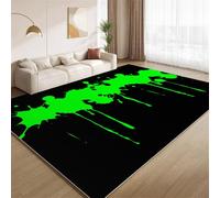 Tapis Vert Noir Moderne, Tapis Tâche Verte Fluorescente de Décoration de Sol Antidérapant Doux à Poils Courts pour L'Intérieur de La Maison Le Salon La Chambre à Coucher 150x240cm