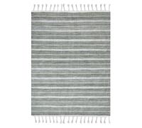 Tapis Vert Synthétique 140 x 200 cm Matières Recyclés à Rayures et Pompons Badem