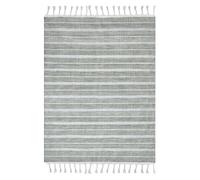 Tapis Vert Synthétique 140 x 200 cm Matières Recyclés à Rayures et Pompons Bademli