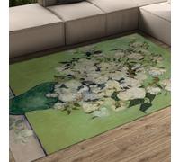 Tapis Verts 60x90 Tapis Lavable vases Printemps Vase botanique pour Salon Fin Doux antidérapant Modernes Art Nature pour Salle Manger Bureau Chambre sous Table