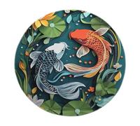 Tapis Vibrant de Poisson Koi pour Chambre 240cm Tapis Rond | Tapis entrée accent découpe papier traditionnel tapis sol lavable antidérapant nurserie salle jeux