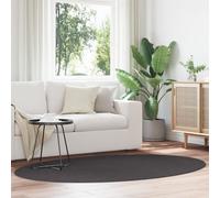 vidaXL Tapis de Surface HUARTE Anthracite 140 x 200 cm 100% Polyester, Couloir, Ovale, Moderne, Tapis Anti-Dérapant, Pliable, Polyester Résistant, Lavable en Machine, Doux sous Les Pieds