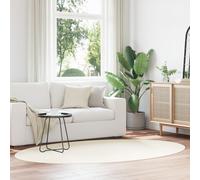 vidaXL Tapis de Surface Ovale HUARTE Crème 160 x 230 cm 100% Polyester, Couloir, Ovale, Moderne, Tapis Anti-Dérapant, Pliable, Polyester Résistant, Lavable en Machine, Doux sous Les Pieds