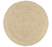 Vidaxl Tapis Fait À La Main Jute Avec Design De Spirale Blanc 150 Cm