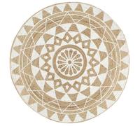 Tapis - vidaXL - Jute fait à la main - 90 cm - Rond - Motif floral moderne