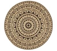 Tapis - vidaXL - Jute fait à la main - Imprimé marron foncé - 120 cm - Rond - Moderne