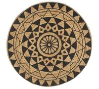 Tapis Fait À La Main Jute Avec Imprimé Noir 120 Cm