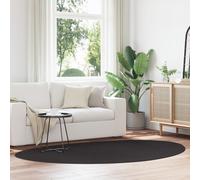Tapis Vidaxl Noir Polyester 160 X 230 Cm Tapis D'aire Ovale