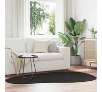 Tapis Vidaxl Noir Polypropylène 140 X 200 Cm Tapis Ovale Moderne