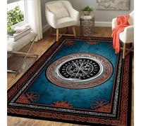 Tapis Viking 180x240cm - Boussole, Totem, Noeud Celtique - Flanell Avec Dos en Caoutchouc Antidérapant - Pour Salon, Canapé, Maison, Chambre - Épaisseur: 0,8cm