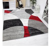 Tapis - VIMODA - Milano - 60x100 cm - Gris, blanc, noir et rouge - Moderne - Résistant