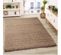 Tapis - VIMODA - Prime Shaggy - 150x150 cm - Marron clair - Synthétique