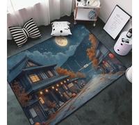 Tapis vintage à imprimé rue d'Halloween pour salon, chambre à coucher, tapis doux lavable 9,1 x 152,4 cm, antidérapant pour décoration de chambre à coucher, 152,4 x 99,1 cm, orange