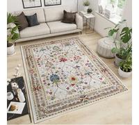 Tapis vintage à motif floral - 150 x 240 cm - Motif ethnique 3D - En peluche douce - Antidérapant - Pour chambre de ferme et décoration d'intérieur