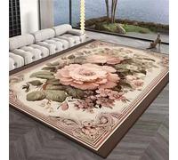 Tapis vintage à motif floral doux - 70 x 140 cm - Rose antique - Pour salon, chambre de fille - Décoration d'intérieur confortable - Tapis de sol décoratif - Design élégant