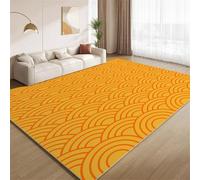 Tapis Vintage Années 60-70, Tapis Texture Ondulée Marron Orangé Lavable pour Salon Chambre à Coucher Doux Antidérapant sans Perte à Poils Courts pour Crèche Ferme Maison Couloir 120x150cm