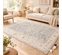 Tapis Vintage Chauffant en Graphene, Tapis de Salon à Chauffage Rapide | Tapis de Sol Chauffant Antidérapant et Amovible avec Réglage de la Température et Télécommande(200x340cm/78.7x133.9in)