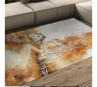 Tapis Vintage d’Automne Lavable clôture de cabane de Campagne Motif forêt de bouleaux Tapis antidérapants pour Ferme Salon Chambre 100x150cm