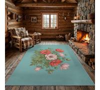 Tapis Vintage Doux en Imitation Laine 200 × 300 | Tapis Corail Rose Clair Résistant, Antidérapant, Lavable en Machine, Ne Peluche Pas, Lotus Botanique Élégant