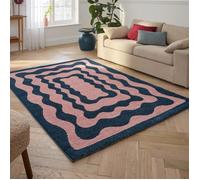 Tapis vintage - NAZAR RUGS - GROOVY - Bleu - 80x150 cm - Motif moderne