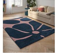 Tapis Vintage - NAZAR RUGS - GROOVY - Bleu - 80x150 cm - Poils Longs