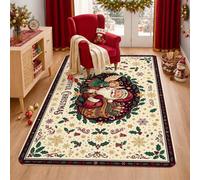 Tapis vintage Père Noël et ange avec citation de Noël 0,9 x 1,5 m