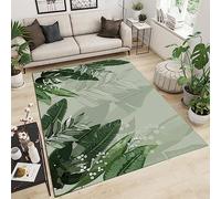 Tapis Vinyl pour Chambre Vision 3D Planter des Feuilles Vertes Tropicales Matériau en Polyester Tapis Antidérapant Facile À Nettoyer Salle De Jeux Salle De Bains Couloir Bureau Hall Salon Chambre D'E