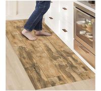 Tapis vinyle effet parquet - Tapis en vinyle résistant et anti-trébuchements - Tapis de cuisine lavable, antidérapant, pour intérieur/extérieur - 240 x 60 cm