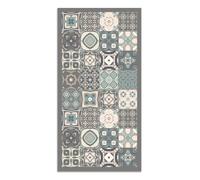 Tapis Vinyle Panorama Carreaux Ciments Bleu 100x140 cm - Tapis pour Cuisine, Bureau et Salon en PVC