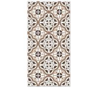 Tapis Vinyle Panorama Carreaux Ciments Fleur Brun 60x110 cm - Tapis pour Cuisine, Bureau et Salon en PVC