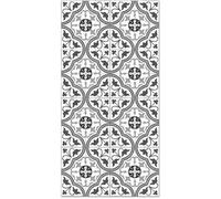Tapis Vinyle Panorama Carreaux Ciments Fleur Gris 60x110 cm - Tapis pour Cuisine, Bureau et Salon en PVC
