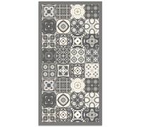 Tapis Vinyle Panorama Carreaux Ciments Gris 60x200 cm - Tapis pour Cuisine, Bureau et Salon en PVC