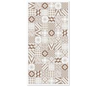 Panorama Tapis Vinyle - Modèle Carreaux Ciments Love Brun 40x80 cm - Différentes Tailles - Deco Maison, Cuisine, Chambre et Exterieur