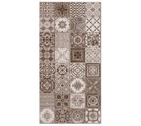 Tapis Vinyle Panorama Carreaux Ciments Nijar Brun 300x200 cm - Tapis pour Cuisine, Bureau et Salon en PVC