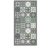 Panorama Tapis Vinyle - Modèle Carreaux Ciments Vert 60x110 cm - Différentes Tailles - Deco Maison, Cuisine, Chambre et Exterieur