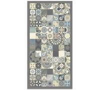 Tapis Vinyle Panorama Carreaux de Ciments Cuisine Bleu 60x110 cm - Tapis pour Cuisine, Bureau et Salon en PVC