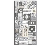 Tapis Vinyle Panorama Cuisine Collage Mots Carrelage Gris 60x110 cm - Tapis pour Cuisine, Bureau et Salon en PVC