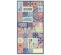 Tapis Vinyle Panorama Cuisine Collage Mots Carrelage Multicolore 40x80 cm - Tapis pour Cuisine, Bureau et Salon en PVC