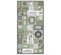 Tapis Vinyle Panorama Cuisine Collage Mots Carrelage Vert 40x80 cm - Tapis pour Cuisine, Bureau et Salon en PVC