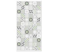 Panorama Tapis Vinyle - Modèle Carreaux Ciments Love Vert 60x110 cm - Différentes Tailles - Deco Maison, Cuisine, Chambre et Exterieur