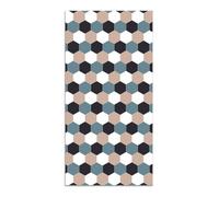 Tapis Vinyle Panorama Mosaïque Hexagones de Ton Bleu 60x200 cm - Tapis pour Cuisine, Bureau et Salon en PVC