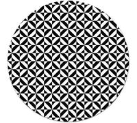 Tapis Vinyle Panorama Ronde Géométrie Noir 100x100 cm - Tapis pour Cuisine, Bureau et Salon en PVC