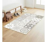 Tapis Vinyle pour le sol en PVC - Antidérapant - Protection pour le Sol - Inspiration Carreaux de Ciment - Lavable à la main - Epaisseur 2,2 mm - 60 cm x 100 cm - Nuances de Gris