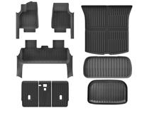 Tapis Voiture pour Tesla pour Model Y pour Juniper 2025 Tapis Sol Toutes Saisons Tapis Coffre Coussin Dossier Coffre Tapis Sol avec Bandes Protection Seuil Porte Tapis Voiture Tous Temps Voiture(TPE-