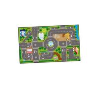 Tapis voitures enfant XL, 72x120cm, antiderapant - Avec feux lumineux et 3 vehicules - Jeu Circuit ville, city -
