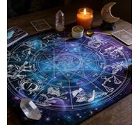 Tapis Voyance Tapis Oracle pour Cartes et Tarot Divinatoire Nappe D'Autel en Velours pour Cartomancie et Pendule Divinatoire