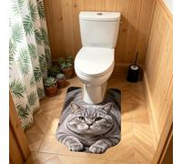 Tapis WC Contour Chat, Tapis de Toilette Absorbant en Microfibre, 50x40cm | Chat Absorption Rapide, Fond TPR Antidérapant, Microfibre Douce, Lavable en Machine, Décoration Salle de Bain