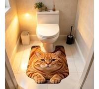 Tapis WC Contour Chat, Tapis de Toilette Absorbant en Microfibre, 50x40cm | Chat Absorption Rapide, Fond TPR Antidérapant, Microfibre Douce, Lavable en Machine, Décoration Salle de Bain