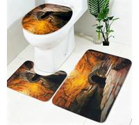Tapis WC Salle de Bain 3 Pièces Scènes d'automne Ensemble Tapis Antidérapant Doux Absorbant Or Tapis Toilette et WC pour Salle de Bain et Toilettes