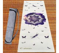 Tapis yoga chanvre rose de mandala + sac